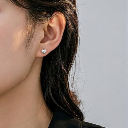 Stainless Steel Ball Bead Screw Back Flat Back Stud Earrings, 1 Pair 3 mm (0.12") Hypoallergenic Earrings for Sensitive Ears - color: Silver