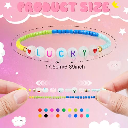 6 Pcs Beaded Friendship Bracelets Bulk Colorful Glow in the Dark Inspired Letter Bracelets Y2k Stretchy Preppy Adjustable Jewelry for Music Lovers Fans Women Party Favor Gifts - style: Fluorescent