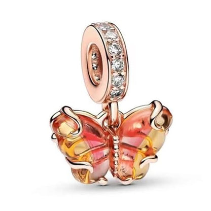 S925 Bead Pendant Charms for Bracelets Necklaces, Compatible with Pandora, Jewelry Making DIY - style: Murano Glass Butterfly Charm