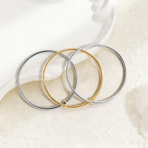 YBMYCM Gold Silver Stackable Bracelets for Women, 18K Gold Plated Two-Toned Connected Bangles Trendy Elegant Jewelry Gift - color: Gold and Silver, size: Circumference: 7.5inch