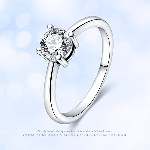 KUNSIR 925 Sterling Silver Rings Classic Cubic Zirconia Eternity Promise Statement Anniversary Wedding Bands Engagement Rings for Women Infinity Forever Love Ring Size 7-9 - style: Clear Stone Ring