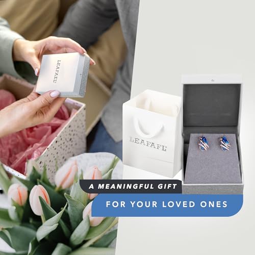Gifts for Women, Wish Stone Stud Earrings with Birthstone Crystals, 18K Rose Gold Plated or Silver-tone - color: 109-September-Sapphire Blue-Rose Gold Plated