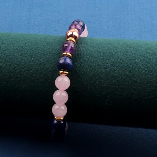 KSQS Healing Stone Bead Bracelet for Women, Natural Gemstones Balance Protection Bracelet, Spiritual Crystal Beads Bracelet Anxiety Relief with Meaning Card - color: Inner Peace
