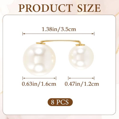 Pearl Brooches Pins, Faux Pearl Sweater Shawl Clip - color: Beige, 8pcs, style 2