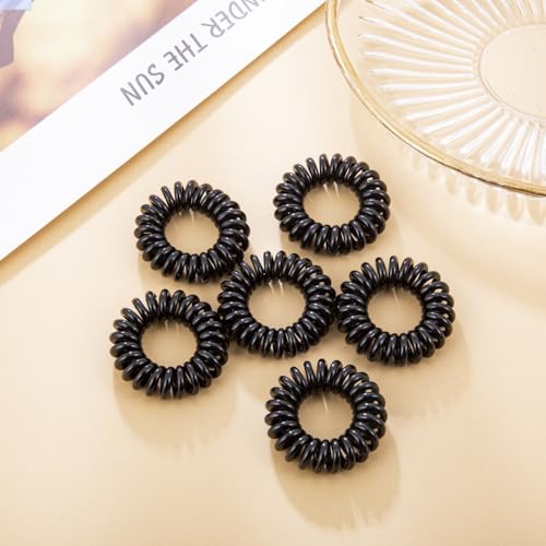 6-Pack Spiral Hair Bands, Stretchable Coil Hair Elastics for Women, Non-Damaging Plastic Hair Elastics - color: 6Pcs Black, size: 6 Pcs