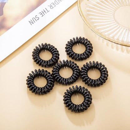 6-Pack Spiral Hair Bands, Stretchable Coil Hair Elastics for Women, Non-Damaging Plastic Hair Elastics - color: 6Pcs Black, size: 6 Pcs