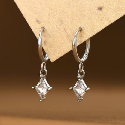 Surgical Steel Hoop Earrings for Women - Hypoallergenic Small Cartilage Huggies with Cubic Zirconia Dangle - color: Clear CZ-18K Gold Plated