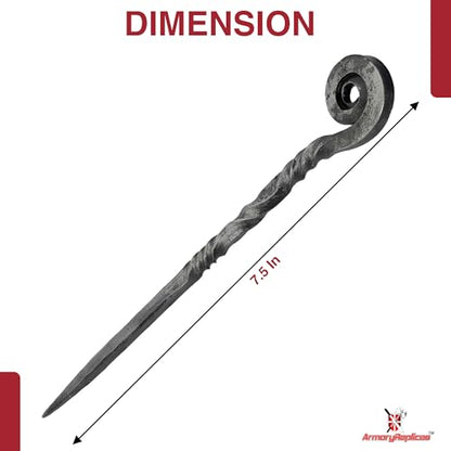 Armory Replicas Charming Countess Everyday Wear Forged Iron Twisted Spiral Design Medieval Hair Stick - Exquisite Gifts for Her, Perfect Renaissance Faire Accessory - style: Design6