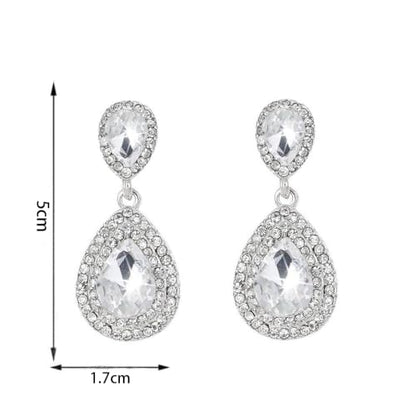 Elegant Rhinestone Statement Earrings Sparkly Cluster Crystal Drop Dangle Earrings Teardrop Chandelier Earrings Wedding Bridal Prom Earrings for Women - color: B:silver