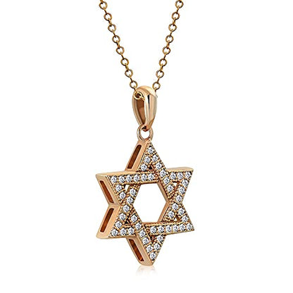 My Daily Styles 925 Sterling Silver Jewish Star of David White CZ Pendant Necklace - color: Pink