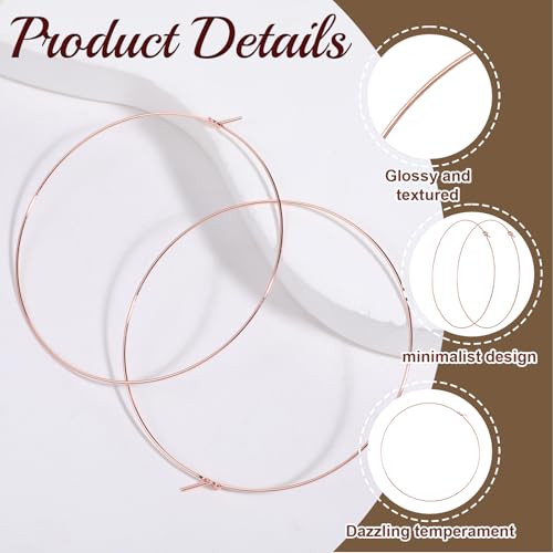 Thin Gold Hoop Earrings for Women, 70mm/2.75in Large Thin Hoop Earrings, Lightweight Big Gold Hoop Earrings for Women Jewelry Gifts - color: Rose Gold