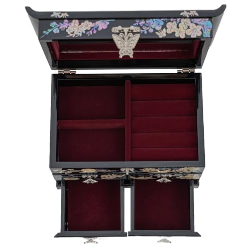 February Mountain Mother of Pearl Jewelry Organizer Box – Anniversary Christmas Graduation Birthday gifts for women Mother's day gifts for mom from daughter (Plum Blossom) - style: Plum Blossom
