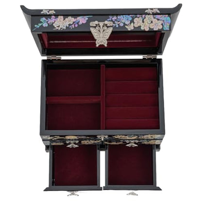 February Mountain Mother of Pearl Jewelry Organizer Box – Anniversary Christmas Graduation Birthday gifts for women Mother's day gifts for mom from daughter (Plum Blossom) - style: Plum Blossom