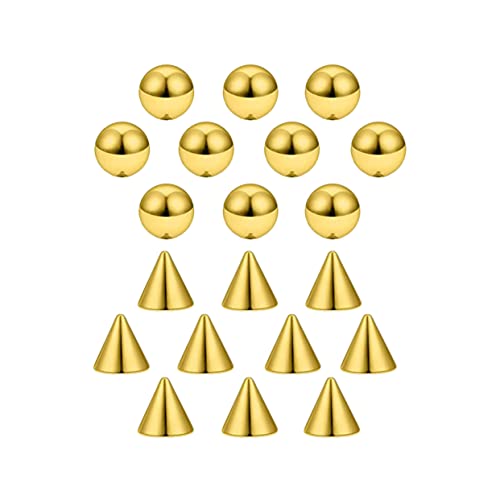 COLORFUL BLING Fake Eyebrow Nose Lip Ring Labret Studs Stainless Steel Replacement Balls Spike with 20pcs Sticker Non-Piercing Body Jewelry Fake Skin Sticker Piercing - color: 3mm gold