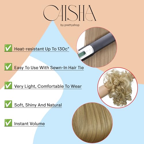 CAISHA Jumbo Hairpiece Scrunchy Updo Voluminous Curly Messy Bun Light Blonde G5L - color: light blonde #22T613 G5L
