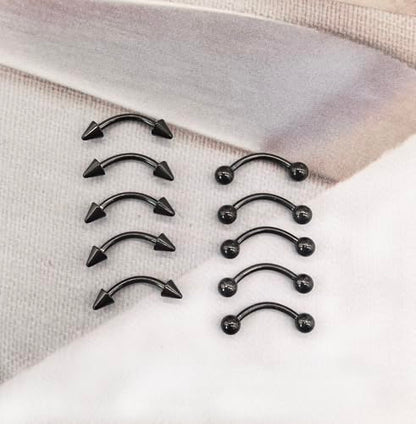 40Pcs 16G Lip Rings Stainless Steel Horseshoe Labret Monroe Lip Barbell Eyebrow Nose Ring Medusa Piercing Jewelry for Women Men - color: black