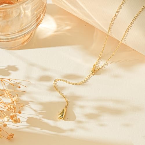 14K Gold Plated Layered Lariat Necklace for Women - Waterproof Non-Tarnish Dainty Gold Chain Necklace, Long Boho Statement Jewelry for Wedding, Prom, Summer Vacation Gifts - color: Drop Y Necklace-Gold