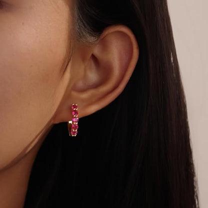 Evabelle Gold Hoop Earrings for Women 14K Real Gold Plated Cubic Zirconia Diamond Hoop Earrings Huggie Hoop Earring Women Earrings Earring for Men 925 Sterling Silver Post Hypoallergenic - color: Hoops 12-Gold and Rose