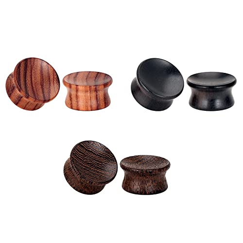 Qmcandy 2g-13/16 inch Sun Moon Natural Wood Wooden Acrylic Ear Tunnels Plugs Piercing Gauge Expander Set - color: D 6pcs 0g(8mm)