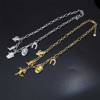 JNF Cute Shell Conch Boho Charm Necklace for Women Sun Moon Star Coin Heart Flower Boot Bow Charms Necklaces Summer Beach Jewelry - color: moon charm sun necklace