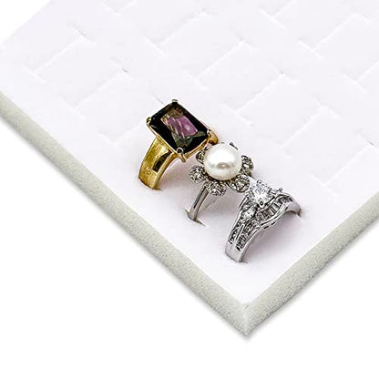 2-Pack 72-Ring Holders Velvet Foam Padding Jewelry Inserts - Tray/Case Liners - Retail Display, Storage (White) by The Display Guys - color: White, size: Ring Slots - 72