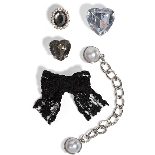 Kitsch KitschPop™Charm Sets – Interchangeable Charms For Hair Clips, Hair Brushes | Durable Assorted Cute Charms | Compatible with KitschPop™Hair Accessories - Vintage Black, 6pcs - color: Vintage Black