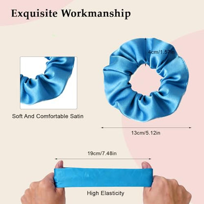 Satin Scrunchies for Women – 8PCS Dopamine Bright Silk Hair Ties – No Crease, Frizz-Free, Vibrant & Energetic Hair Bands for Thick & Thin Hair, Bold Hair Accessories Gifts - color: Large-Dopamine