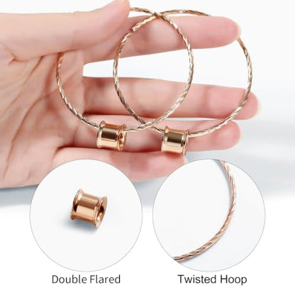 Aienid Large Hoop Ear Gauges Stainless Steel Double Flared Tunnels Plugs for Women 6mm-20mm Body Piercing Jewelry - color: Rose Gold, size: 20mm (3/4")