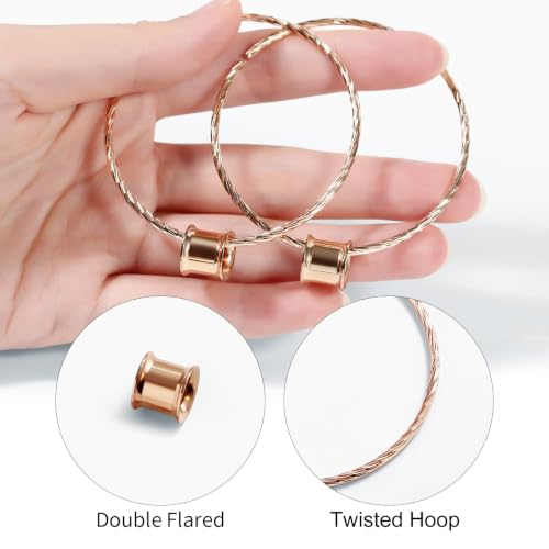 Aienid Large Hoop Ear Gauges Stainless Steel Double Flared Tunnels Plugs for Women 6mm-20mm Body Piercing Jewelry - color: Rose Gold, size: 18mm (11/16")