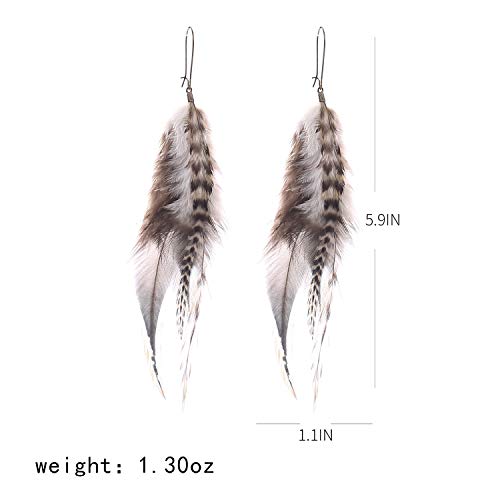 lureme Bohemian Multicolor Pheasant Feathers Dangle Earrings Handmade Natural Feather Earrings (er006314) - style: Dangle