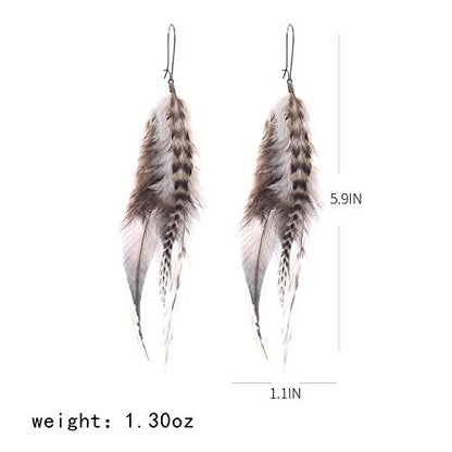lureme Bohemian Multicolor Pheasant Feathers Dangle Earrings Handmade Natural Feather Earrings (er006314) - style: Dangle