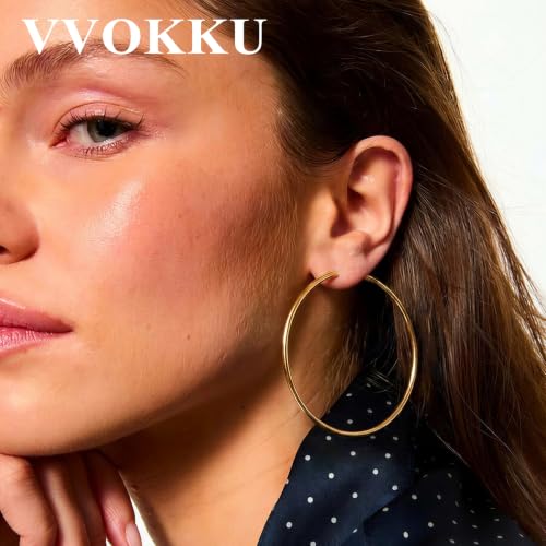 2MM S925 Sterling Silver Hoop Earrings Thin Gold Large Hoop Earring Lightweight Hypoallergenic Big Silver Thin Hoops Earring Gold Hoops Earrings for Women 30/40/50/60 MM - color: 60mm-Gold