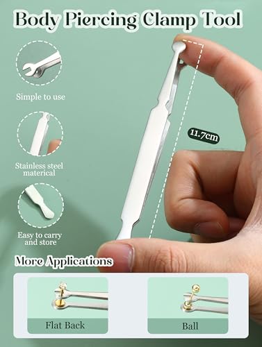 Piercing Ball Grabber Tool, 14-20G Taper for Changing Jewelry | Surgical Steel Flat Back Earrings Threader Tool Insertion Pin, Body Piercing Kit for Ear Rook Conch Nose Lip Jewelry Removal - style: Piercing Clamp