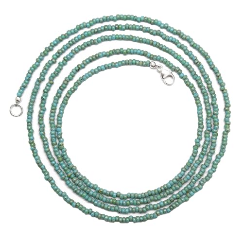 Turquoise Picasso Seed Bead Necklace, Thin 1.5mm Single Strand | Dainty Layering Necklace, Choker to Long Lengths, Made to Order