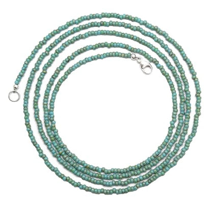 Turquoise Picasso Seed Bead Necklace, Thin 1.5mm Single Strand | Dainty Layering Necklace, Choker to Long Lengths, Made to Order
