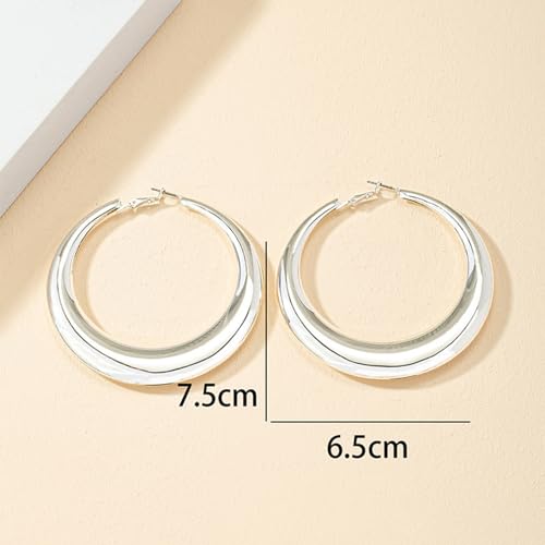 Large Hoop Earrings for Women Lightweight Chunky Earrings | Big Hoop Earrings for Women Chunky Jewelry 70s Outfits for Women - style: Hoop-S-02