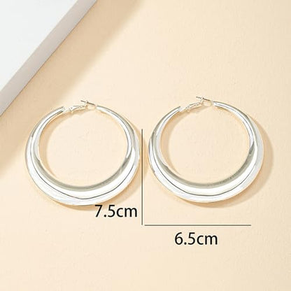 Large Hoop Earrings for Women Lightweight Chunky Earrings | Big Hoop Earrings for Women Chunky Jewelry 70s Outfits for Women - style: Hoop-S-02