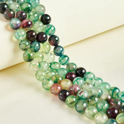 100pcs 10mm Green Dragon Vein Agate Beads Natural Gemstone Beads Round Loose Beads for Crafting and Jewelry Making - color: Green Dragon Vein Agate, size: 10mm