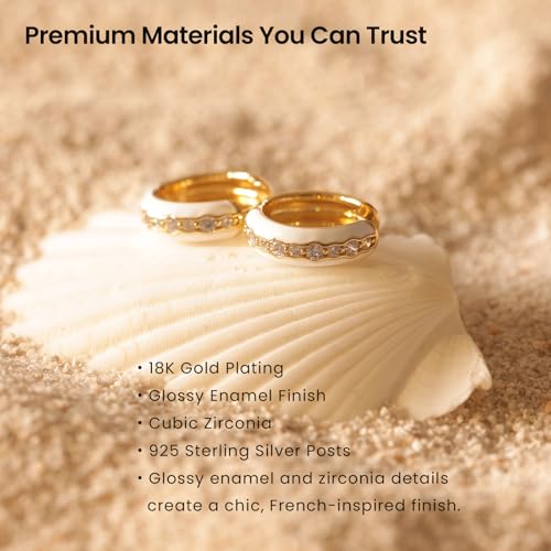 ARSIS Heart Charm Huggie Hoop Earrings for Women, Dainty 18K Gold Plated Heart Drop Hoops with CZ, Hypoallergenic, 925 Sterling Silver Posts, Tarnish-Free, Lightweight Jewelry Gift for Her - color: French Coast Hoops