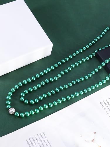 Long Pearl Necklace for Women Dainty Zircon Bead Pearl Necklace Layered Faux Pearls Necklaces Long Wedding Long Pearl Necklace Delicate Jewelry for Brides - color: Style-H green