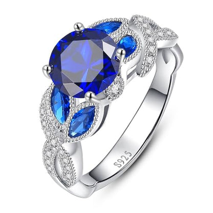 Yaresul 3.6ct 925 Sterling Silver Created Women's Rainbow Topaz|Sapphire|Aquamarine Ring Women Engagement Rings Bezel Setting Marquise Fashion Statement Ring Best Gift for Mother and Grandma Size 5-9 - color: Created Sapphire