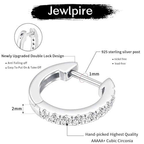 14K Gold Plated Hoop Earrings for Women with 925 Sterling Silver Post, Lightweight Small Hoop Earrings 15mm/20mm Huggie Hoop Earrings - color: CZ 2 Pcs - 925 Sterling Silver, size: 15MM