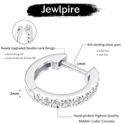 14K Gold Plated Hoop Earrings for Women with 925 Sterling Silver Post, Lightweight Small Hoop Earrings 15mm/20mm Huggie Hoop Earrings - color: CZ 2 Pcs - 925 Sterling Silver, size: 15MM