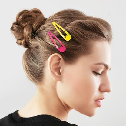 40 Pcs Snap Hair Clips 2.8 Inch / 7cm Non-Slip Metal Hair Barrettes for Women Hair Large Candy Colors Hairpins