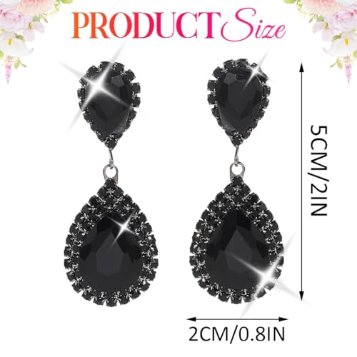 Unicra Silver Rhinestone Teardrop Earrings Crystal Wedding Bridal Dangle Earrings Prom Drop Earrings for Women and Brides - color: All Black