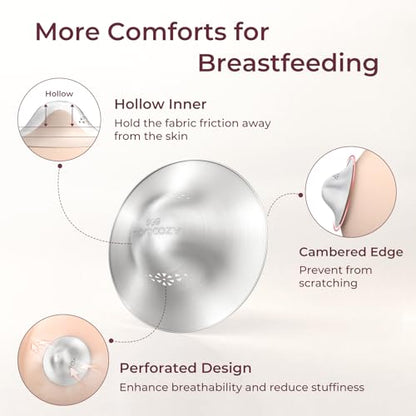 Momcozy 999 Silver Nursing Cups Original Perforated Breathable Design, 999 Silver Nipple Cover for Breastfeeding Essential,Nipple Shield for Nursing Newborn, Metal Nipple Shields, XXL Size - size: XX-Large-Hole