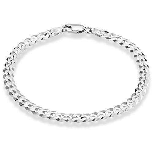 Miabella Italian 925 Sterling Silver 5mm Cuban Bracelet for Men Women | Solid, Diamond-Cut, Link Curb Chain, Fine Jewelry, Made in Italy - style: Length 6.5 Inches+0.5 Ext. (women's x-small)