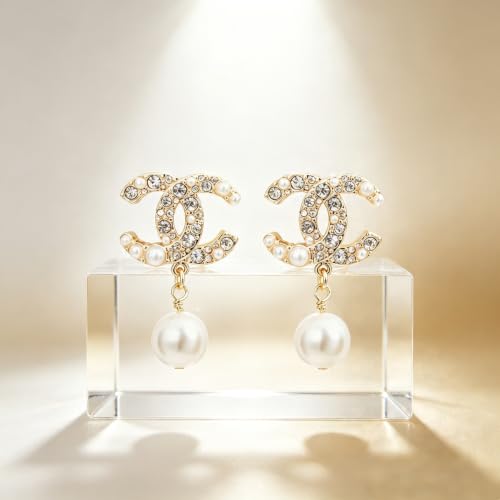 Drop Earrings, Gold-Tone Dangle Earrings with Sparkling Crystal & Imitation Pearl Embellishments, Elegant Metal Drop Ear Jewelry for Women, Classic Stylish Accessory for Daily Wear, Party, Wedding & Gift