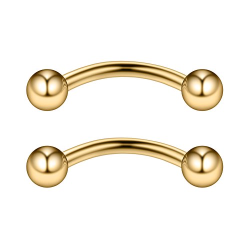 8PCS Assorted Colors Stainless Steel Body Jewelry Ball Eyebrow Ear Navel Belly Lip Piercing Bar Ring 16G 8mm - style: Eyebow Ring with Balls