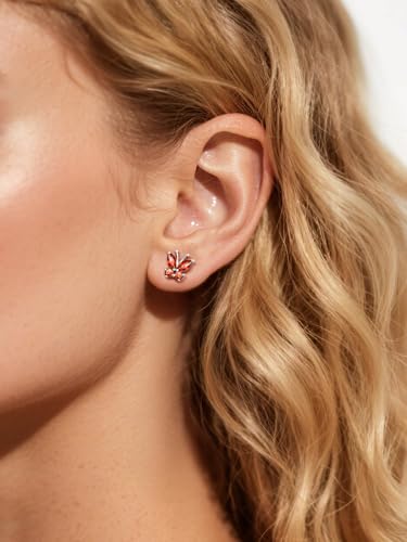 ChicSilver 925 Sterling Silver Bow/Butterfly Earrings for Women Hypoallergenic Birthstone Earrings Dainty Bow/Butterfly Jewelry Gift for Women - color: Butterfly-July-Ruby